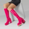 image:imageDREAM PAIRS Womens Platform Knee High Boots Chunky Block Heel Side Zipper Cute Gogo BootsHot Pink