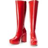 image:imageDREAM PAIRS Womens Platform Knee High Boots Chunky Block Heel Side Zipper Cute Gogo BootsRedpat