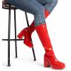 image:imageDREAM PAIRS Womens Platform Knee High Boots Chunky Block Heel Side Zipper Cute Gogo BootsRedpat
