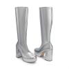 image:imageDREAM PAIRS Womens Platform Knee High Boots Chunky Block Heel Side Zipper Cute Gogo BootsSilverpu