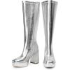 image:imageDREAM PAIRS Womens Platform Knee High Boots Chunky Block Heel Side Zipper Cute Gogo BootsSilverpu