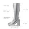 image:imageDREAM PAIRS Womens Platform Knee High Boots Chunky Block Heel Side Zipper Cute Gogo BootsSilverpu