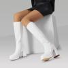 image:imageDREAM PAIRS Womens Platform Knee High Boots Chunky Block Heel Side Zipper Cute Gogo BootsWhitepat