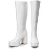 image:imageDREAM PAIRS Womens Platform Knee High Boots Chunky Block Heel Side Zipper Cute Gogo BootsWhitepat