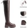 image:imageDREAM PAIRS Womens Platform Over The Knee Boots Lug Sole Round Toe Thigh High Long Chunky Block Heels Fall BootsBrownpu
