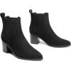 image:imageDREAM PAIRS Womens Retro Elastic Chelsea Ankle Boots Fashion Low Chunky Block Heel Pointed Toe Fall Heeled Booties ShoesBlacksuede