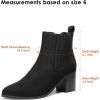 image:imageDREAM PAIRS Womens Retro Elastic Chelsea Ankle Boots Fashion Low Chunky Block Heel Pointed Toe Fall Heeled Booties ShoesBlacksuede