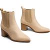 image:imageDREAM PAIRS Womens Retro Elastic Chelsea Ankle Boots Fashion Low Chunky Block Heel Pointed Toe Fall Heeled Booties ShoesNudesuede
