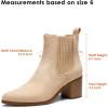 image:imageDREAM PAIRS Womens Retro Elastic Chelsea Ankle Boots Fashion Low Chunky Block Heel Pointed Toe Fall Heeled Booties ShoesNudesuede
