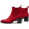 image:imageDREAM PAIRS Womens Retro Elastic Chelsea Ankle Boots Fashion Low Chunky Block Heel Pointed Toe Fall Heeled Booties ShoesRedsuede