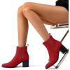 image:imageDREAM PAIRS Womens Retro Elastic Chelsea Ankle Boots Fashion Low Chunky Block Heel Pointed Toe Fall Heeled Booties ShoesRedsuede
