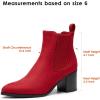 image:imageDREAM PAIRS Womens Retro Elastic Chelsea Ankle Boots Fashion Low Chunky Block Heel Pointed Toe Fall Heeled Booties ShoesRedsuede