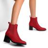 image:imageDREAM PAIRS Womens Retro Elastic Chelsea Ankle Boots Fashion Low Chunky Block Heel Pointed Toe Fall Heeled Booties ShoesRedsuede