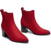 image:imageDREAM PAIRS Womens Retro Elastic Chelsea Ankle Boots Fashion Low Chunky Block Heel Pointed Toe Fall Heeled Booties ShoesRedsuede