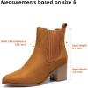 image:imageDREAM PAIRS Womens Retro Elastic Chelsea Ankle Boots Fashion Low Chunky Block Heel Pointed Toe Fall Heeled Booties ShoesTansuede