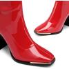 image:imageDREAM PAIRS Womens Square Toe Gogo Boots Elastic Ankle Boots High Chunky Block Heel Mid Calf BootsRedPu