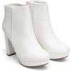 image:imageDREAM PAIRS Womens Stomp High Heel Ankle BootsWhitePu