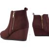 image:imageDREAM PAIRS Womens Suede Low Wedges Ankle BootsBurgundySuede