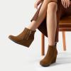 image:imageDREAM PAIRS Womens Suede Low Wedges Ankle BootsTanSuede