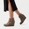 image:imageDREAM PAIRS Womens Suede Low Wedges Ankle BootsTaupeSuede