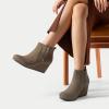 image:imageDREAM PAIRS Womens Suede Low Wedges Ankle BootsTaupeSuede