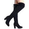 image:imageDREAM PAIRS Womens Thigh High Over The Knee Fashion Boots Block Mid Heel Long Sexy Faux Fur BootsBlack