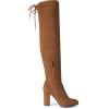 image:imageDREAM PAIRS Womens Thigh High Over The Knee Fashion Boots Block Mid Heel Long Sexy Faux Fur BootsBrownSuede