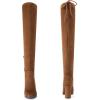 image:imageDREAM PAIRS Womens Thigh High Over The Knee Fashion Boots Block Mid Heel Long Sexy Faux Fur BootsBrownSuede