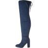 image:imageDREAM PAIRS Womens Thigh High Over The Knee Fashion Boots Block Mid Heel Long Sexy Faux Fur BootsDark Blue