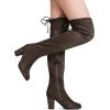 image:imageDREAM PAIRS Womens Thigh High Over The Knee Fashion Boots Block Mid Heel Long Sexy Faux Fur BootsKhaki