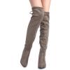 image:imageDREAM PAIRS Womens Thigh High Over The Knee Fashion Boots Block Mid Heel Long Sexy Faux Fur BootsKhaki