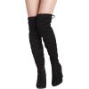 image:imageDREAM PAIRS Womens Thigh High Over The Knee Fashion Boots Block Mid Heel Long Sexy Faux Fur BootsShooblack