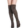 image:imageDREAM PAIRS Womens Thigh High Over The Knee Fashion Boots Block Mid Heel Long Sexy Faux Fur BootsShookhaki