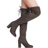 image:imageDREAM PAIRS Womens Thigh High Over The Knee Fashion Boots Block Mid Heel Long Sexy Faux Fur BootsShookhaki