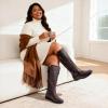 image:imageDREAM PAIRS Womens Wide Calf Knee High Faux FurLined Flat Fashion Winter Boots with Side ZipperBrown