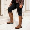image:imageDREAM PAIRS Womens Wide Calf Knee High Faux FurLined Flat Fashion Winter Boots with Side ZipperCamel