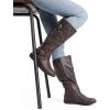 image:imageDREAM PAIRS Womens Wide Calf Knee High Faux FurLined Flat Fashion Winter Boots with Side ZipperWideCalfBrown