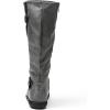 image:imageDREAM PAIRS Womens Wide Calf Knee High Faux FurLined Flat Fashion Winter Boots with Side ZipperWideCalfGrey