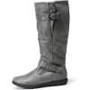 image:imageDREAM PAIRS Womens Wide Calf Knee High Faux FurLined Flat Fashion Winter Boots with Side ZipperWideCalfGrey