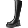 image:imageDREAM PAIRS Knee High Boots Comfortable Chunky Platform RoundToe Side Zip Boots for WomenBlack