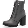 image:imageDREAM PAIRS Womens Combat Ankle Boots Chunky Heel Lace up Fashion Heeled BootiesGreyPu