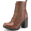 image:imageDREAM PAIRS Womens Combat Ankle Boots Chunky Heel Lace up Fashion Heeled BootiesTan