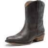 image:imageDREAM PAIRS Womens Cowboy Cowgirl Western Ankle Boots Low Chunky Heels Square Toe Fall Short Booties ShoesGrey