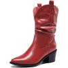 image:imageDREAM PAIRS Womens Cowgirl Boots Mid Calf Western Cowboy Chunky Heel Boots Slouchy amp Pullon Ankle Booties for womenRed