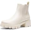 image:imageDREAM PAIRS Womens Elastic Chelsea Ankle Boots Platform Low Chunky Block Heel Lug Sole Slip on Fall Heeled Booties ShoesBeige