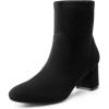 image:imageDREAM PAIRS Womens Fitted Stretch Ankle Boots Fashion Low Chunky Heel Almond Toe Fall Heeled Booties ShoesBlacksuede