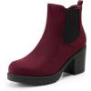 image:imageDREAM PAIRS Womens High Chunky Heel Chelsea Ankle Boots Slip On Elastic Fall Heeled Booties ShoesBurgundy