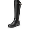 image:imageDREAM PAIRS Womens Knee High Boots Comfortable Elastic Knit Fabric Chunky Block Heel Round Toe Side Zipper Riding Biker Motorcycle Buckle BootsSize 85BLACKFABRICUTAH1