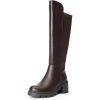 image:imageDREAM PAIRS Womens Knee High Boots Comfortable Platform Round Toe Stretch Boots for WomenBrownpu