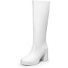 image:imageDREAM PAIRS Womens Knee High Boots Square Toe Chunky Block Heel Side Zipper Platform Gogo BootsWhite